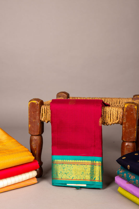 Burgundy silk cotton saree