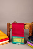 Burgundy silk cotton saree