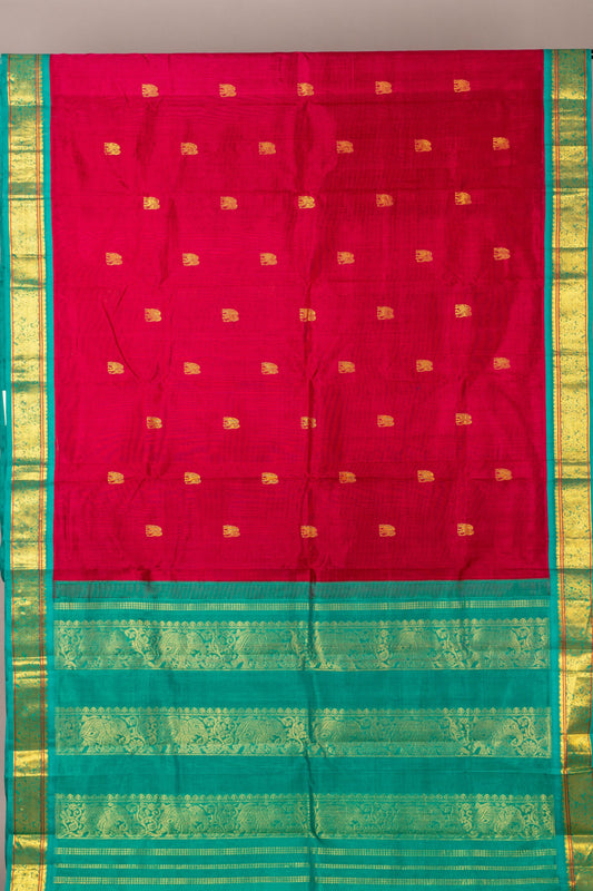 Burgundy silk cotton saree