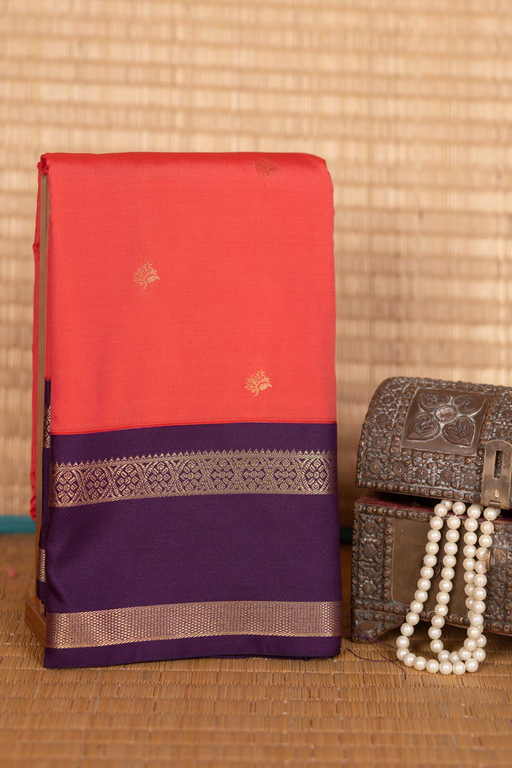 Pinkish Red and Purple semi silk saree