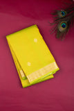 Acid green small border silk saree