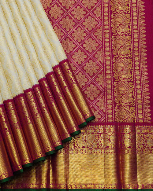 Offwhite Bridal Kanchipuram Silk Sarees - Main Image