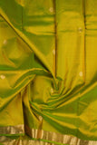 Acid green small border silk saree