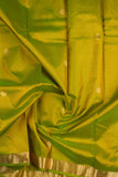 Acid green small border silk saree