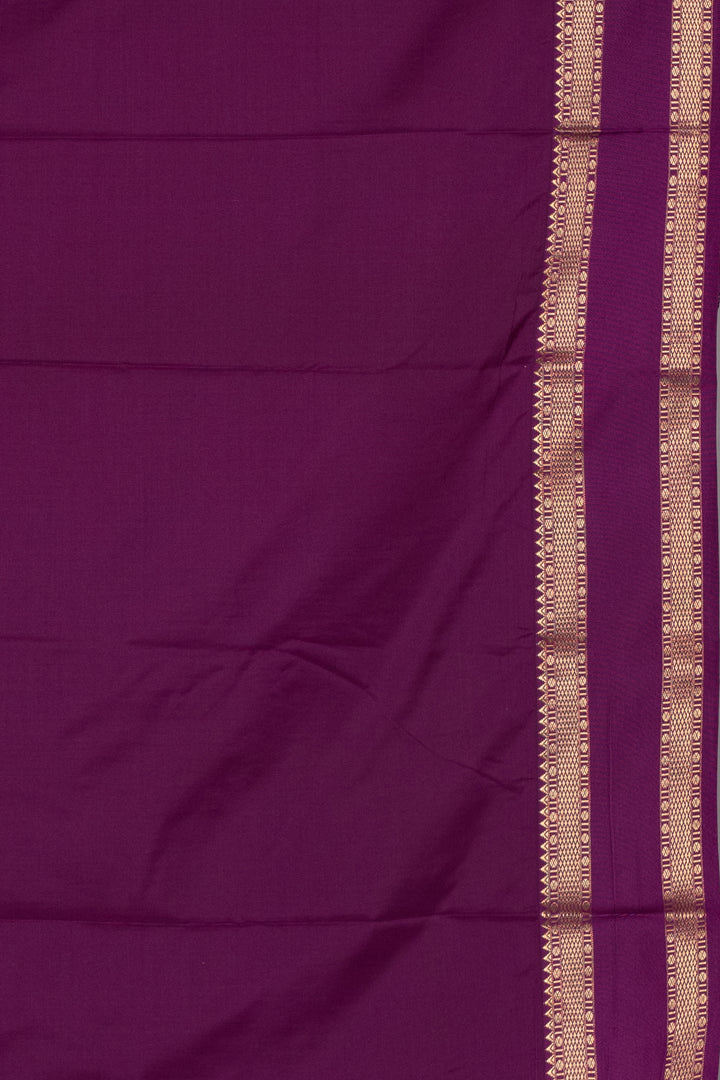 Peacock Blue and Purple Semi Silk Saree