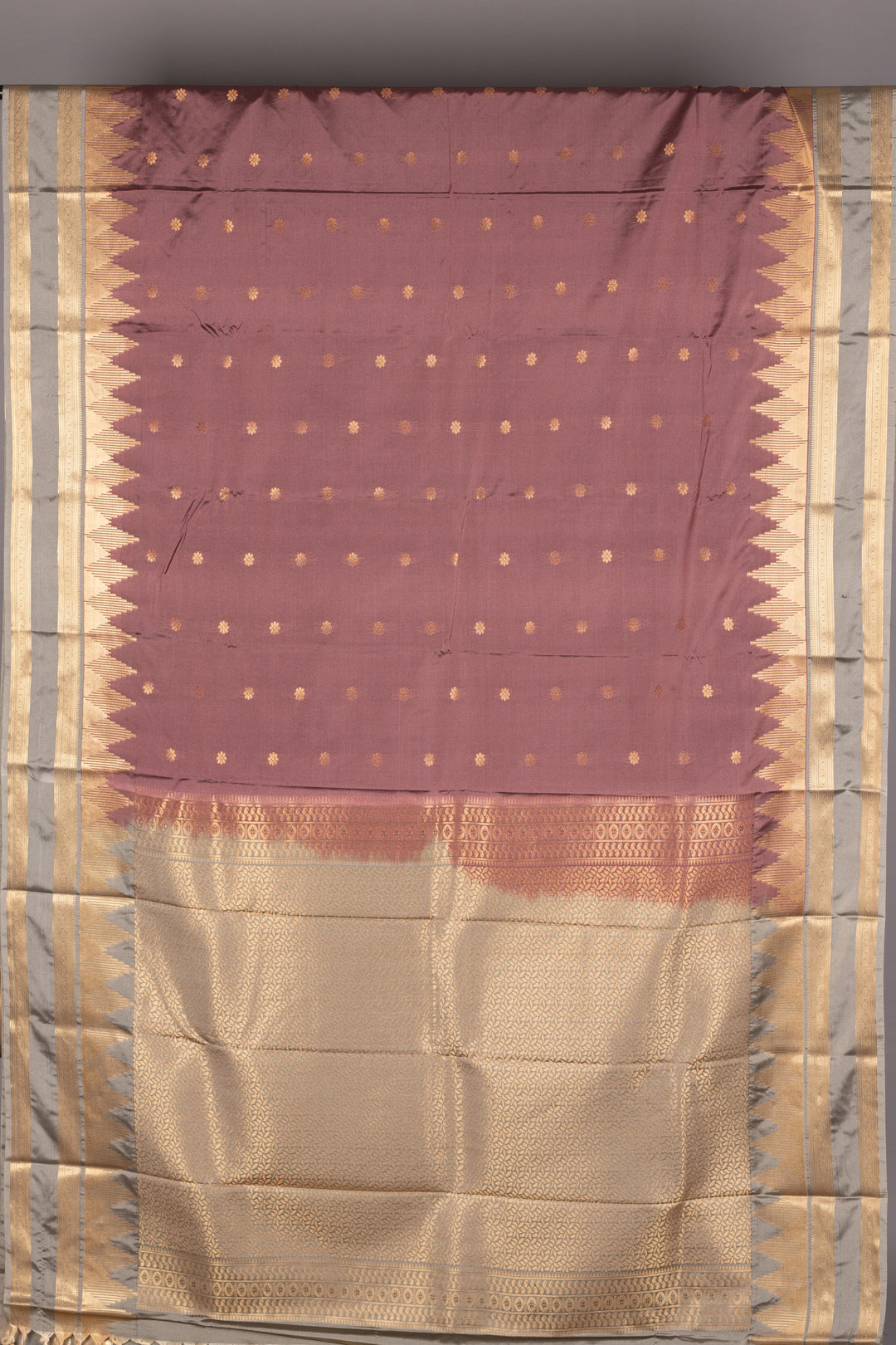 Velvet Rose and Light Grey Semi Silk Saree