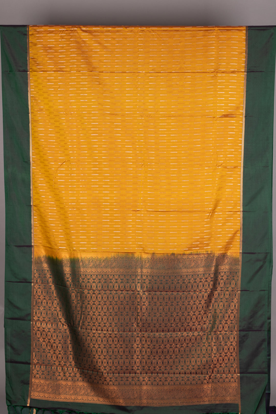 Mustard and Basil Green Semi Silk Saree