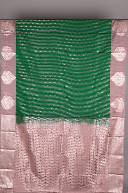 Forest Green and Mauve Semi Silk Saree