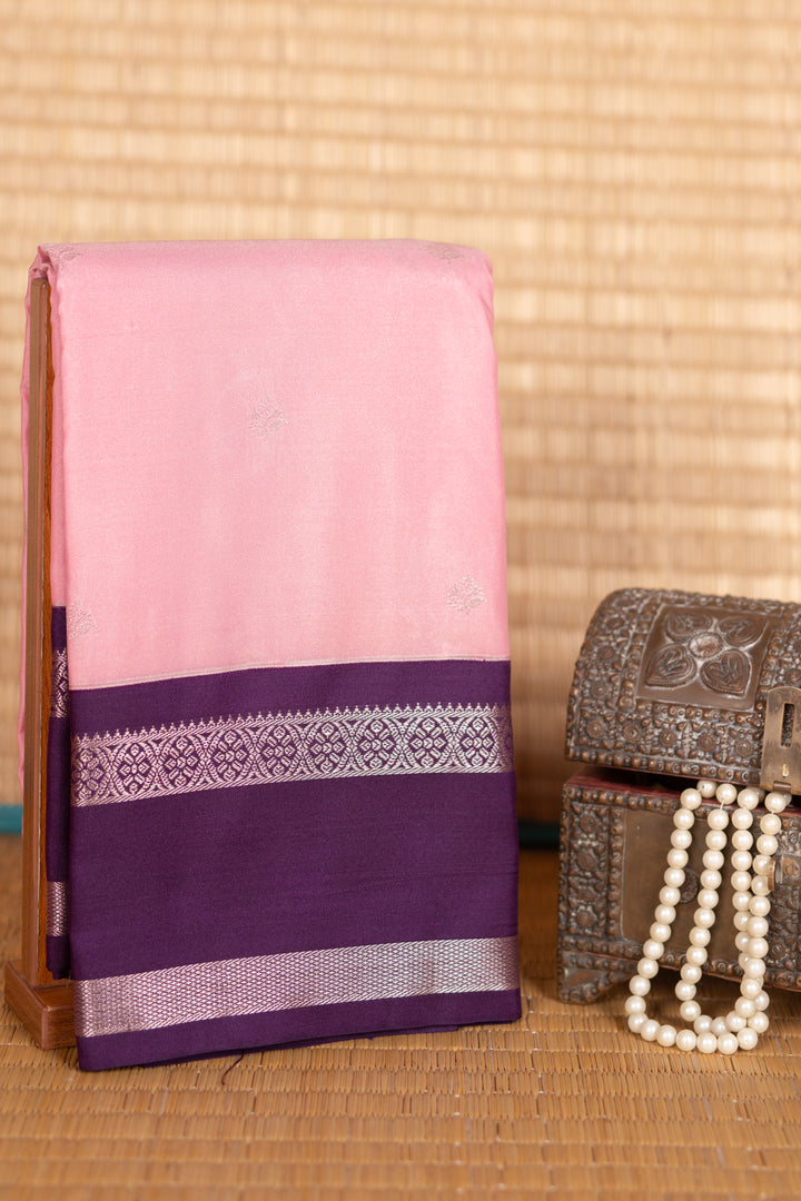 Baby Pink and Purple Semi Silk Saree