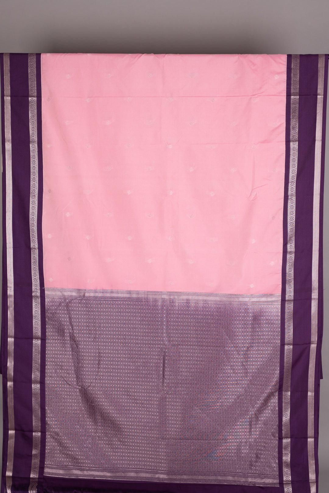 Baby Pink and Purple Semi Silk Saree