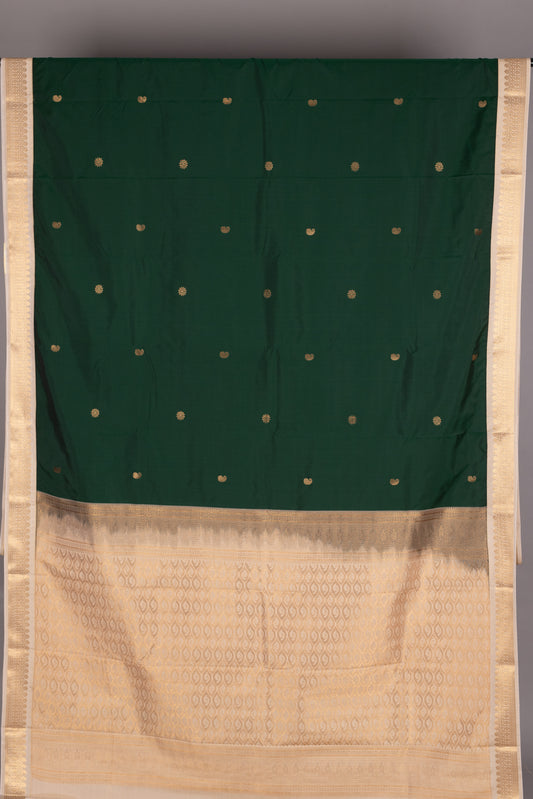 Bottel Green and Beige Semi Saree