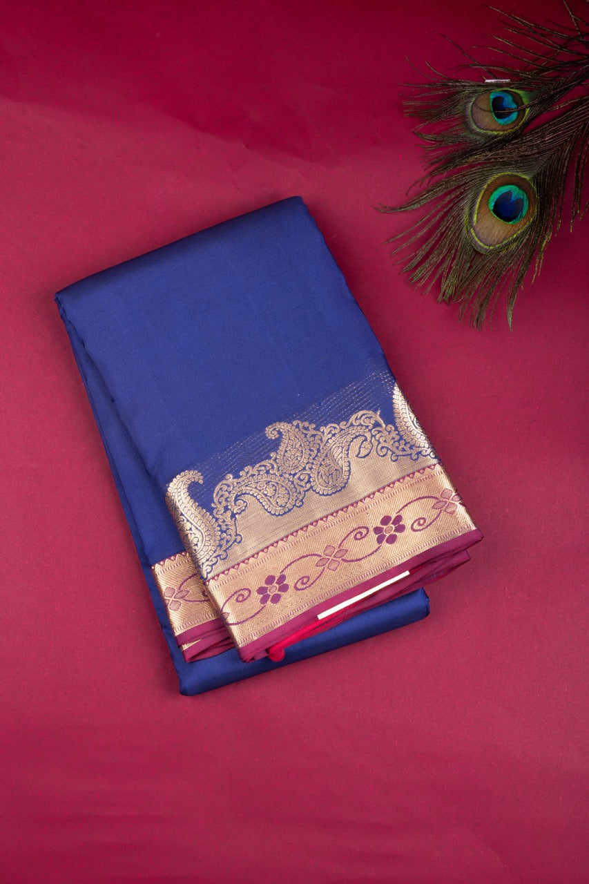 Royal blue and pink silk saree