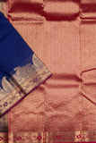 Royal blue and pink silk saree