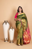 Forest Green and Rani Pink Kanjivaram Pattu Saree