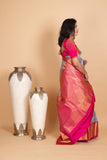 Coin Grey and Rani Pink Kanjivaram Pattu Saree