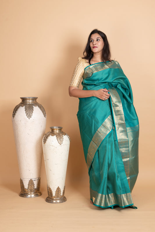 Peacock Green Kanjivaram Pattu Saree