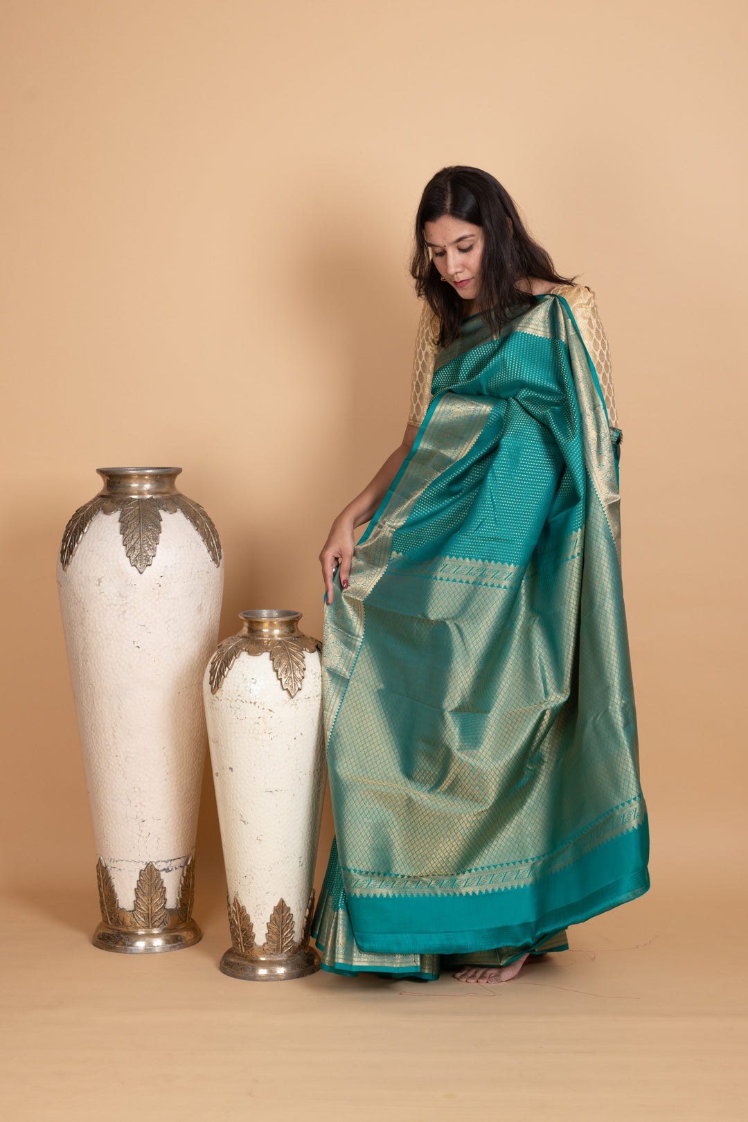 Peacock Green Kanjivaram Pattu Saree