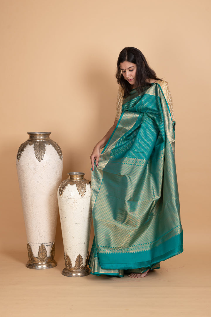 Peacock Green Kanjivaram Pattu Saree