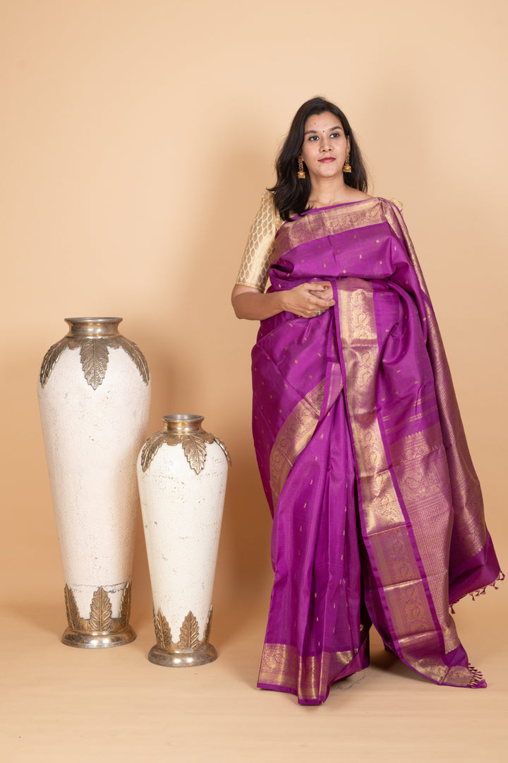 Violet Kanjivaram Pattu Saree