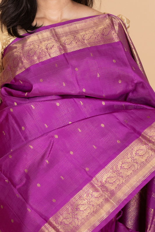 Violet Kanjivaram Pattu Saree