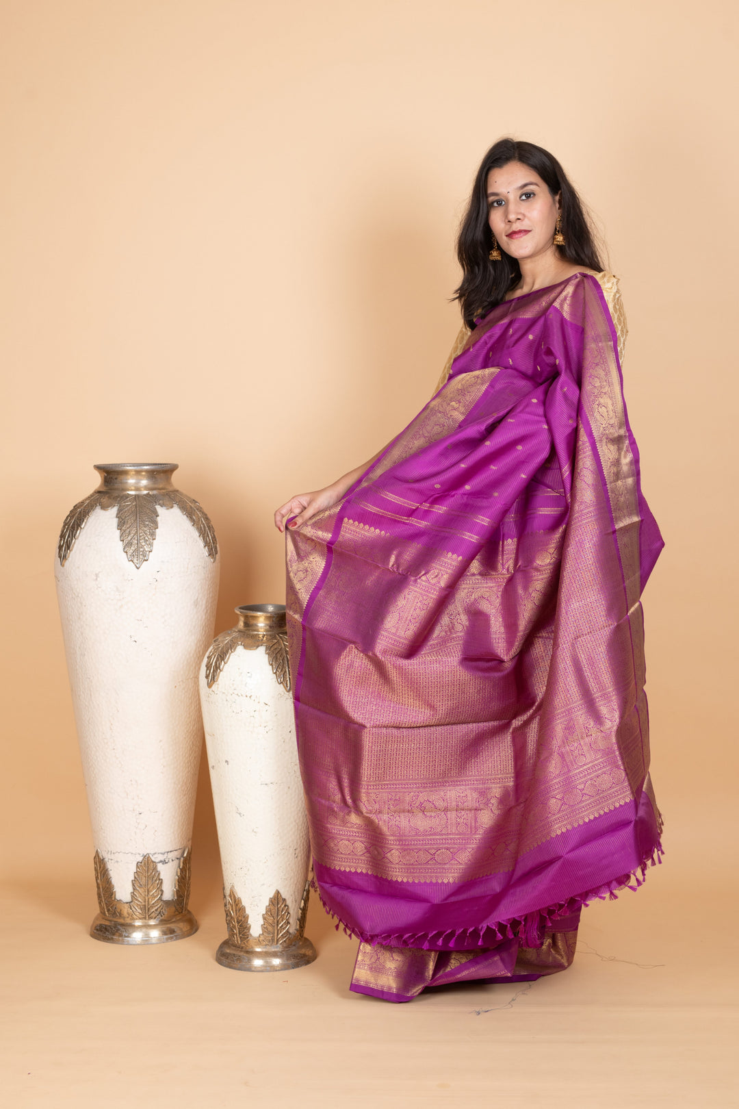 Violet Kanjivaram Pattu Saree