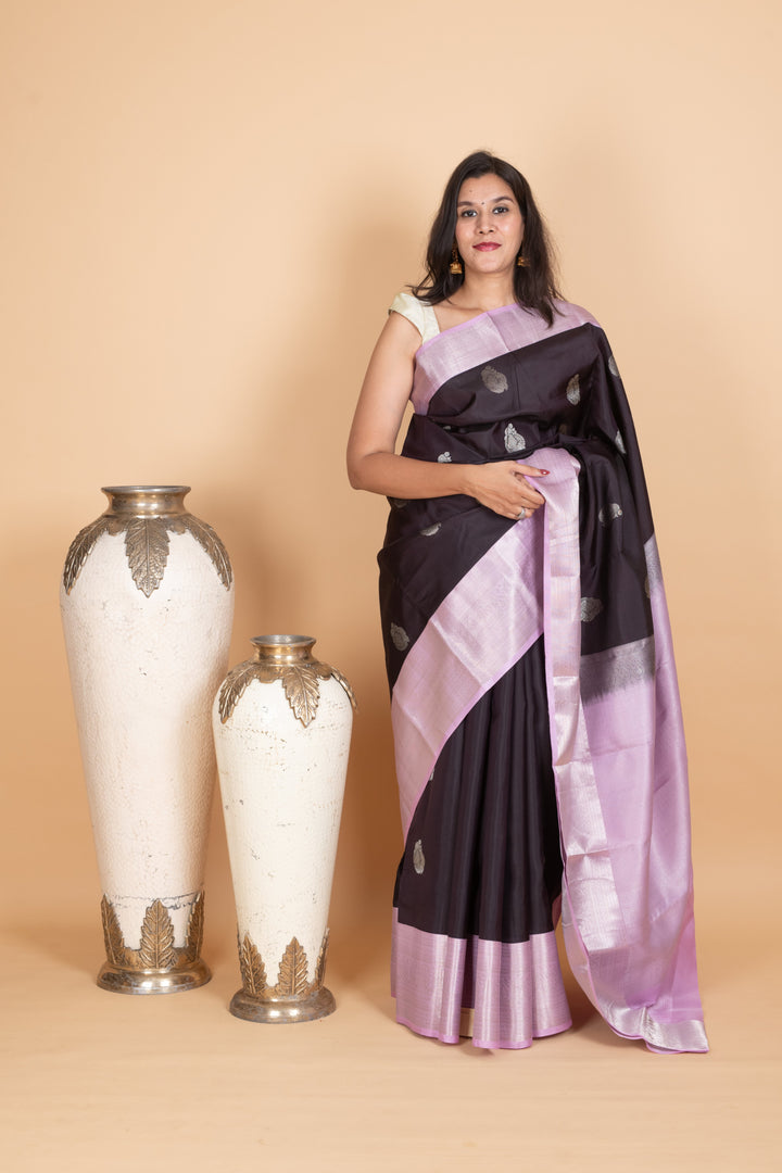 Rasin Purple and Lavender Kanjivaram Pattu Saree