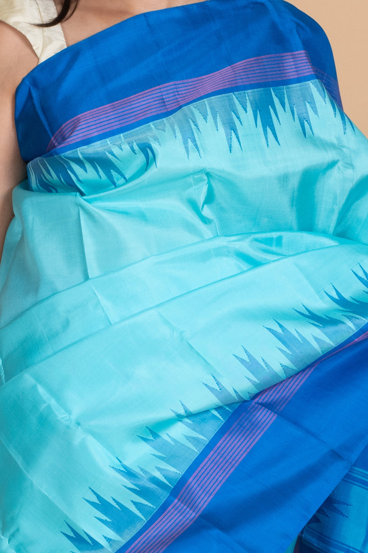 Capri Blue and Cobalt Blue Kanjivaram Pattu Saree