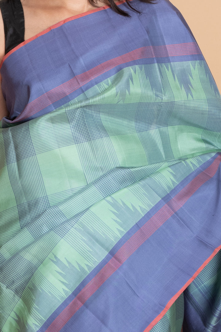 Mint Green and steel Blue Kanjivaram Pattu Saree