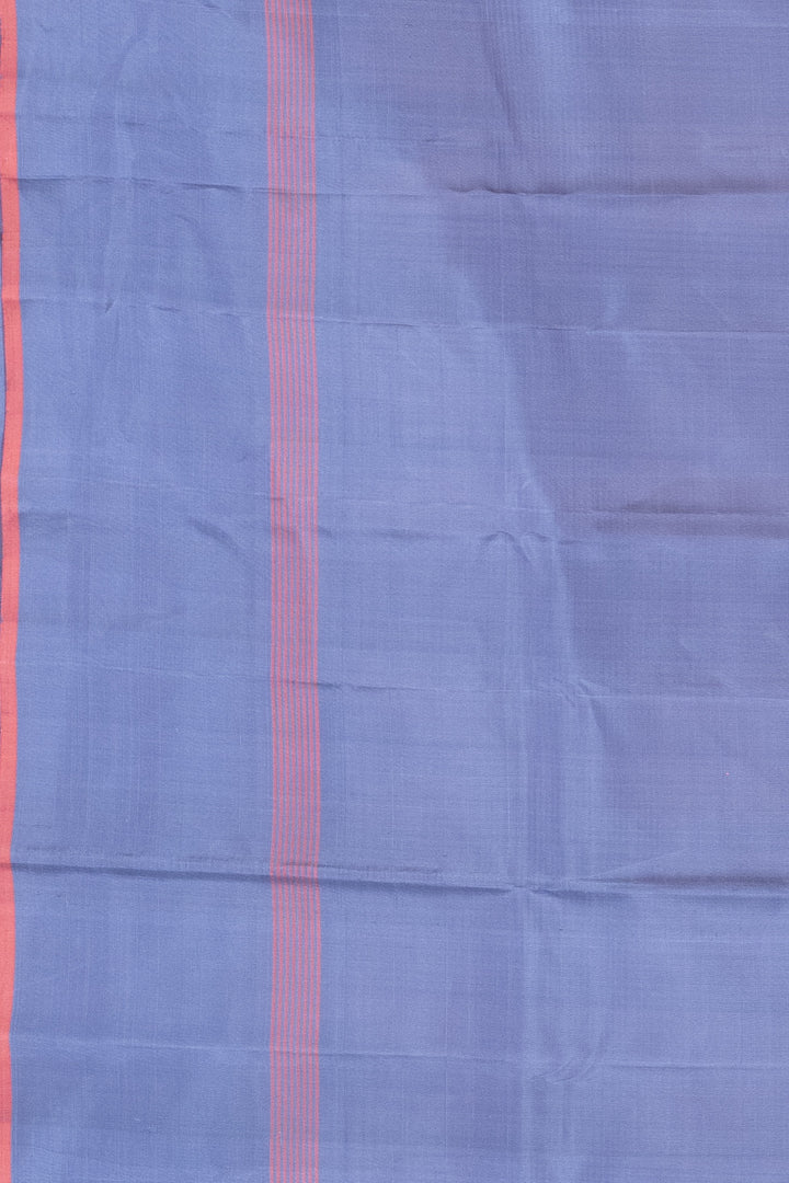 Bone White and Steel Blue Kanjivaram Pattu Saree