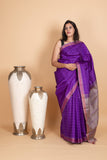 Violet and Cement Grey Zero Zeri Saree