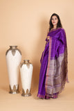 Violet and Cement Grey Zero Zeri Saree