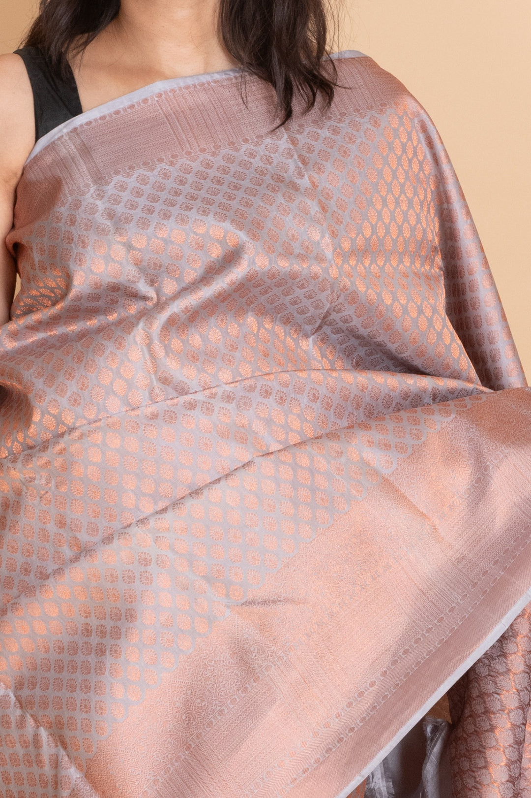 Cloud Grey Party Wear Silk Saree