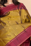 Golden Moss Green Pure Zari Silk Saree