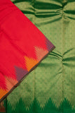 Tomato red temple border silk saree