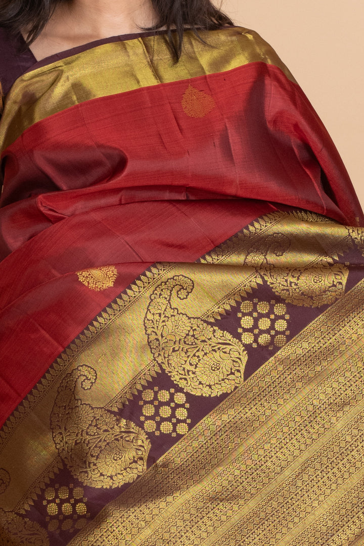 Rust Red Kanjivaram Silk Saree