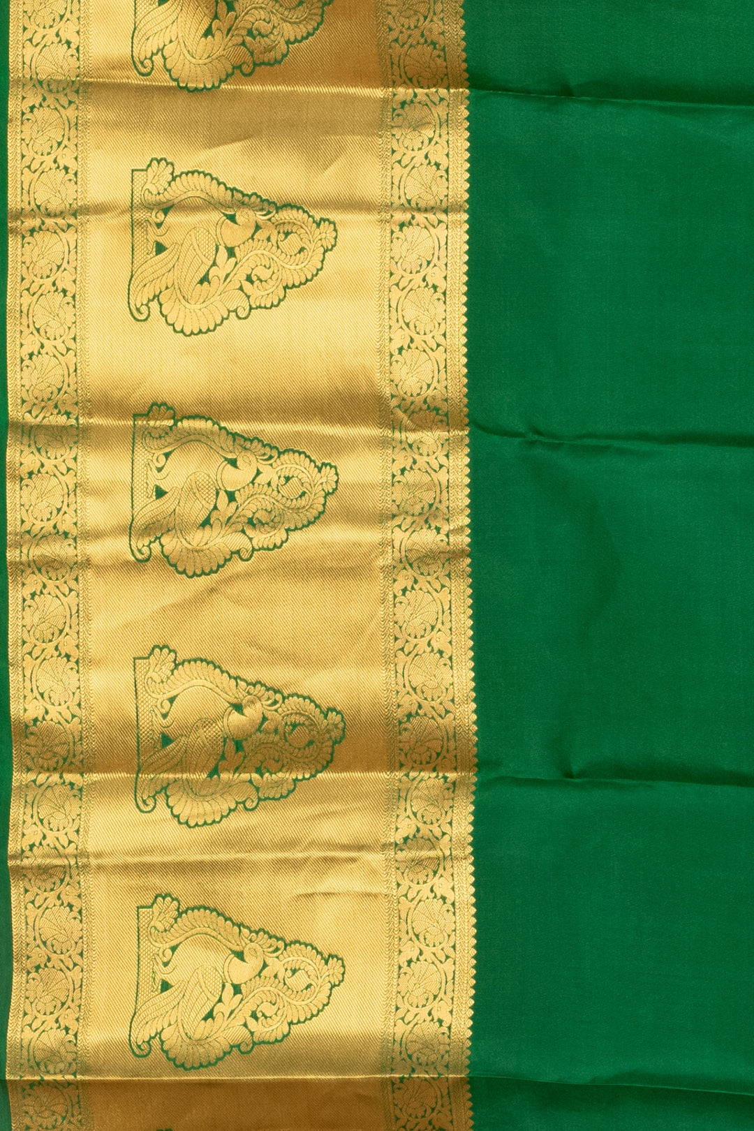 Midnight Blue and Forest Green Pure Kanjivaram Silk Saree