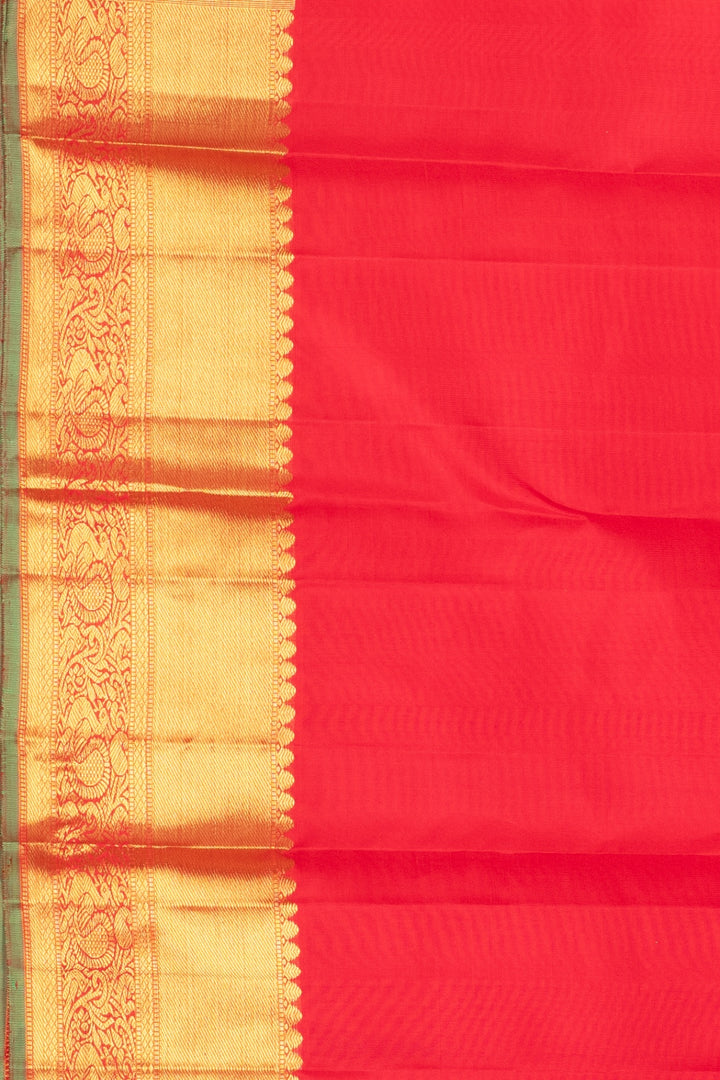 Vermillion Red Pure Kanjivaram Silk Saree