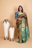 Navy Blue and Aqua Blue Pure Kanjivaram Silk Saree