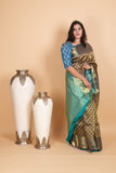 Navy Blue and Aqua Blue Pure Kanjivaram Silk Saree