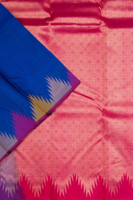Blue temple border silk saree