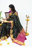 Green With Pink Silk Saree