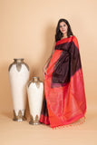 Wine Red Maroon and Raspberry Pink Pure Soft Silk Saree