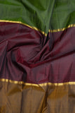 Green maroon and brown mubbagam silk saree
