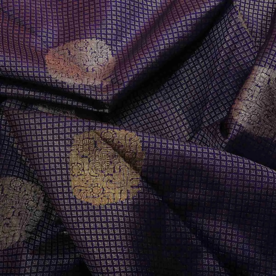 Royal Blue borderless brocade with zari butta saree