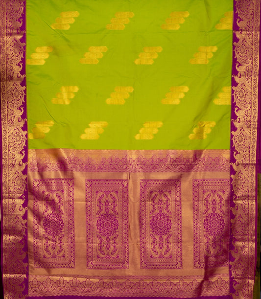 Green Purple Semi Silk Saree