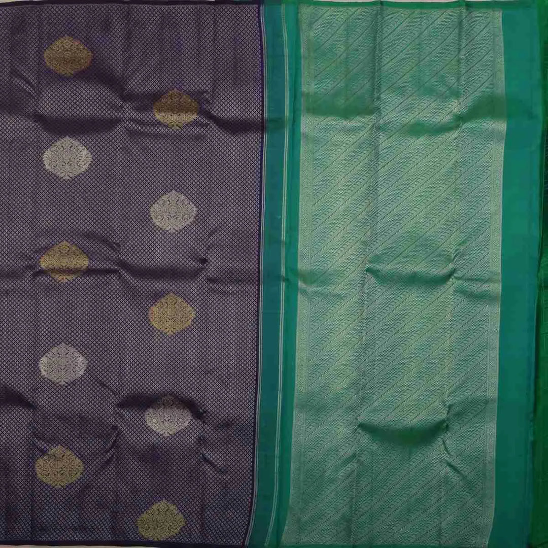 Royal Blue borderless brocade with zari butta saree