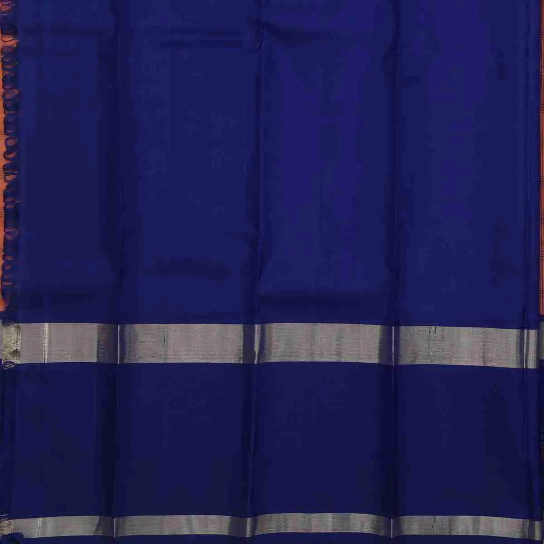 Peach with Royal Blue Border Silk Saree