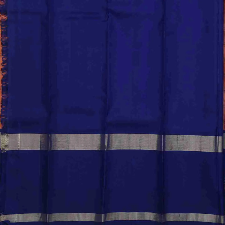 Peach with Royal Blue Border Silk Saree