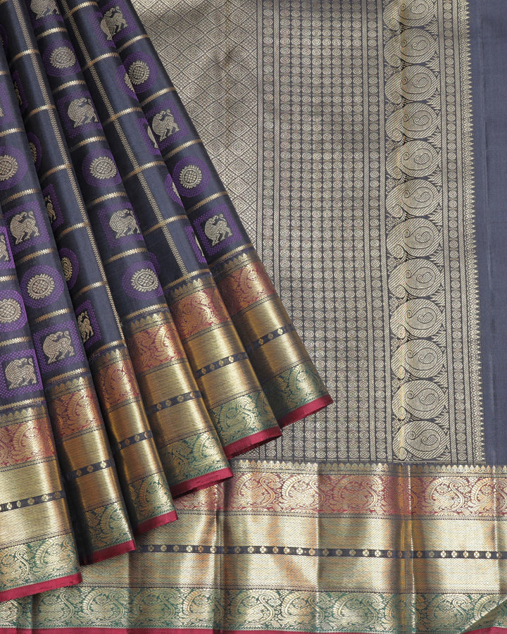 Black Kanjivaram Pure Zari Silk Saree