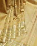Yellow Cream  Kanjivaram Pure Zari Silk Saree